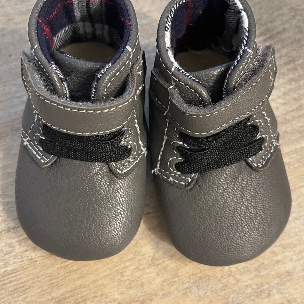 Robeez Charcoal Leather Baby Shoes